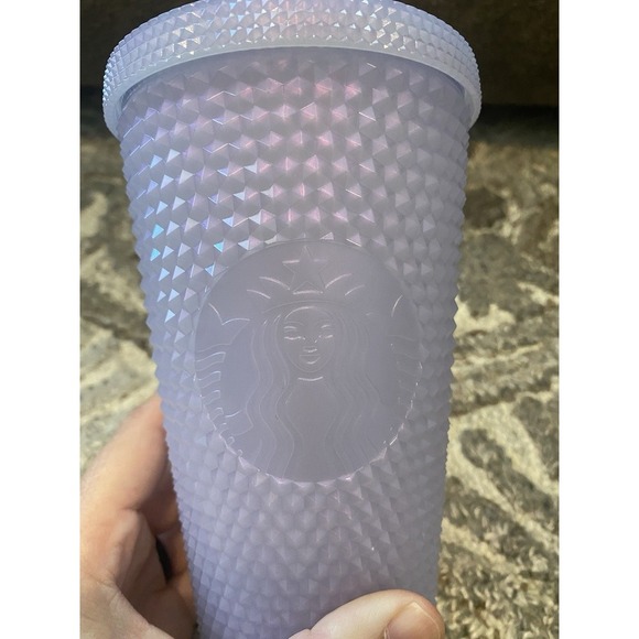 Starbucks Icy Lilac Iridescent Cold Cup 16oz Studded Tumbler W/ Lid & Straw NEW - Picture 2 of 7
